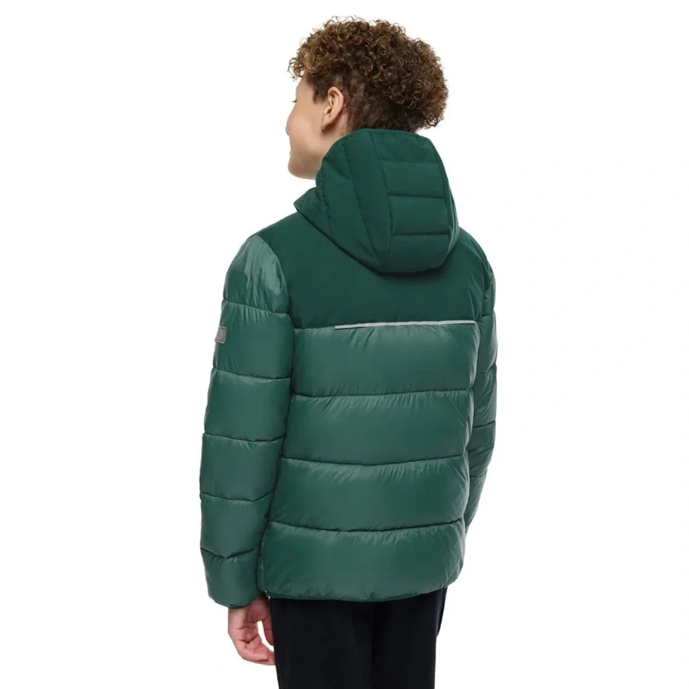 Kids Hooded Puffer Jacket - Dark Green - Picture 2 of 11